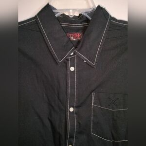 Tripp nyc (Size 2X) Men's Black & White Stitch 100% Cotton Button Down LS Shirt